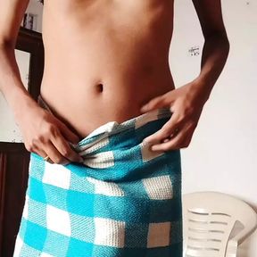 Indian boy towel show big cock and balls