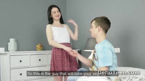 Black haired virgin Sasha Mamaeva experiences her first cock