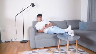 Stepson caught his stepmom masturbating then fucked her and powerfully cum on her fac