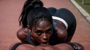 busty ebony beauty deepthroats balls deep and swallows every drop [ai]