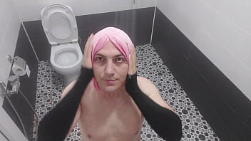 Ass Shemale White Yummy Curvy Body Flirting On The Floor of The Bathroom