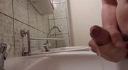 Cumming in public bathroom