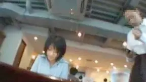 Public Restaurant Romance - Girl Gives Oral Pleasure to boyfriend