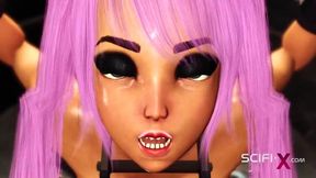 Futuristic Android's Intense Encounter with a Seductive Beauty in a Hidden Bunker