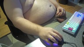 Stocky Danish bear dadbod cock out as he jerks off solo and gushes cum
