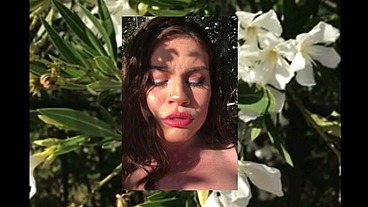 big boobed teen pleasures herself in a public garden