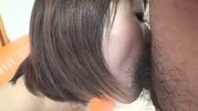 Japanese MILF plays then takes in cock