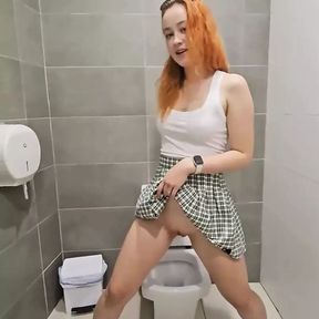 Pissing in Public Toilets with My Sex Friend!