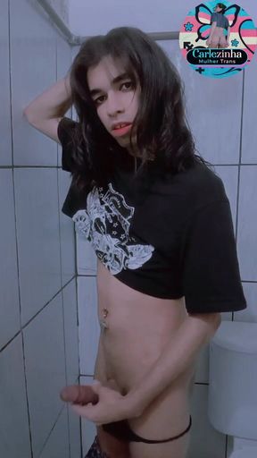 Carlezinha - Cocky Babe Slut Naked, Legs Wide Open Jerking off Fast Trans Woman Transvestite Slut Naked