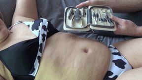 General cleaning of Victoria s navel with different objects BF