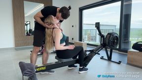 Gym Session Turned Into Rowing Machine Sex - Real Amateur Couple (POV, BJ &amp; Doggy)