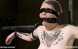 Strapped open legs subs machine fucked