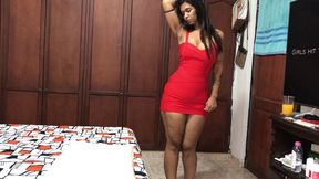 Red dress Short tease naked dance 10min