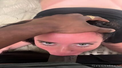 Beautiful green-eyed brunette enjoys a BBC spitroast