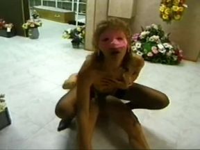 Hairy French lady rubs her pussy and gets anal drilled