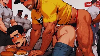 Anime Hentai Gay Scene in Public Restaurant During Dinner
