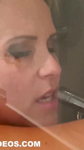 BLOND MILF PISSING IN SHOWER AND SWALLOWING CUM   Clip 1