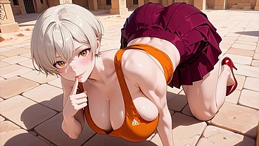 Big Tits Blonde Planned Sunbathe Ended in Overflow Haha