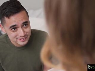 Tall Lucy Foxx Rides Newbie Stepbro Massive Dong Unfathomable To Explosive Creampie