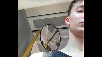 Twink coming home from school masturbates big cock on the bus and make huge cum on the seat