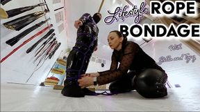 Lifestyle Rope Bondage with Tyny and Stella Liberty - rope play, dungeon, tall mistress, spanking - 4K MP4