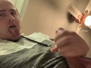 Long Tongue Out Cumshot! Rock Hard Cock and Drooling Solo Male Ahegao