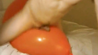 Big inflatable orange balloon humping cum 5