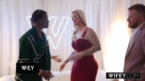 Blonde Hotwife Enjoys Intense Interracial Encounter While Partner Films