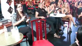 ”Naughty amateurs sucking uniformed strippers meat at party”