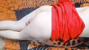 Gorgeous Femboy Wearing Silk Slip Under Warm Lights