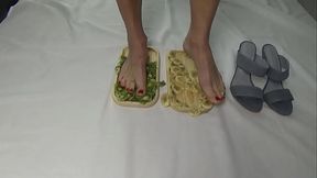 I trample fruits with my feet