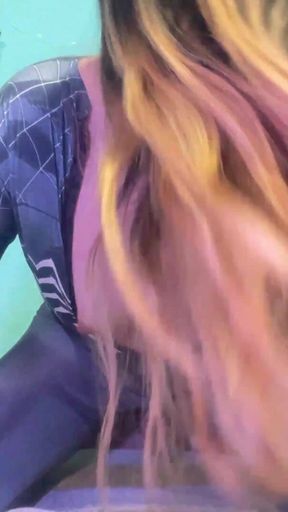 Stunning moment from "Spiderman transgirl fuck anal while watching the camera"