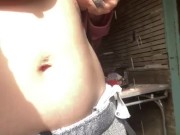 Milkymama gets caught milking leaky tits in Abandoned House public