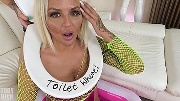 Louise Lee TOILET WHORE! PISS DRINKING ANAL QUEEN, rough PISS IN ASS for Grace Lowdie - EATS CUM FROM ASS SQUAT! ATM ATOGA