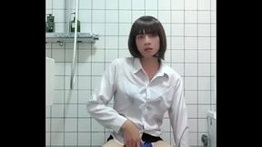 Office lady shower show. Shower gel is lubricating my body