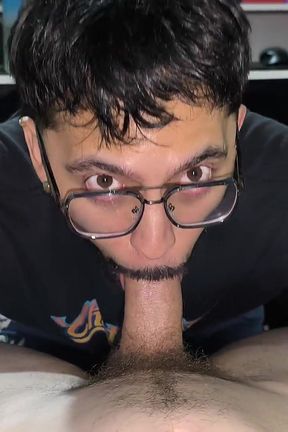 Kneeling &amp; Horny Sniffing My Boyfriend's Bulge Till I Cum on His Cock &amp; Swallow Both Loads