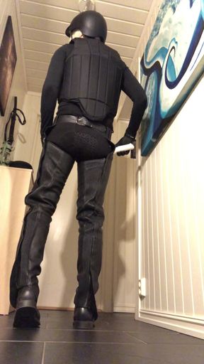 Femboy equestrian in her leather chaps