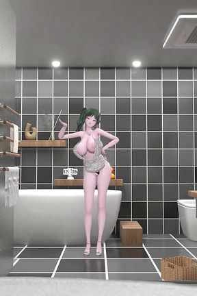 St. Louis Bathroom Undress Dance Hentai Tell Me Song Azur Lane Mmd 3D Soft Green Hair Color Edit Smixix