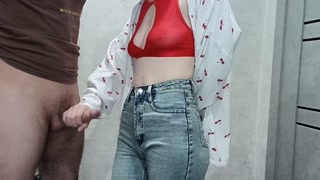 sexy stepmom jerks off stepson's cock