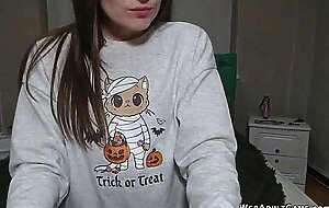 Tiny tits amateur masturbates with toy on webcam show