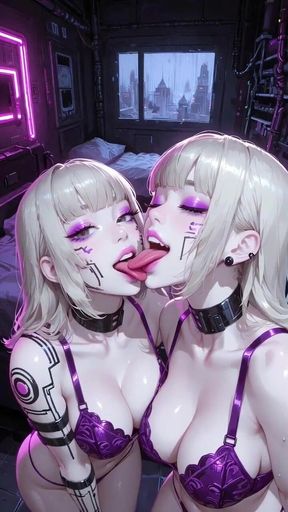 Lesbians Tongue and Kiss Fetish, Ai Animation