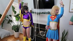 sgbg2-3) batgirl (monica sexxxton) and supergirl (karlee paige) bondage fucking strap-on fucking blowjobs and toys