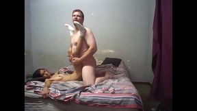 step daddy fucks petite skinny perfect body vergin step daughter , doggystyle, missionary & she gets on his huge cock to big for her & end scene with cum on boobs
