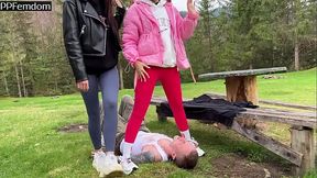 Cruel Mistresses Hard Humiliate The Slave By Spitting On His Face And Wiping Dirty Sneakers On Him