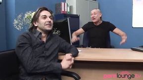 ”Spitroasted blonde gets twat jizzed over”