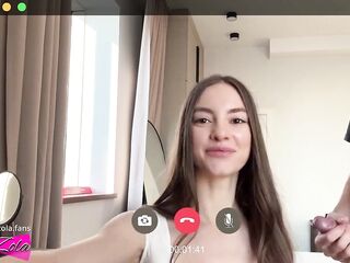 Hot skinny teen in white stockings enjoys screwing. Cum in mouth [Deutsch]