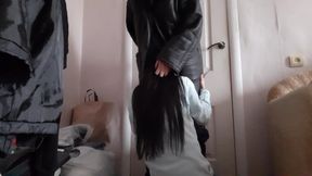 I quickly cum in my neighbor's mouth because her husband had already started to open the front door