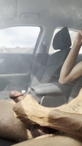 BBC HIGH ASF EDGING &amp; MOANING IN CAR (CUMSHOT)