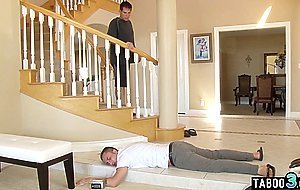 Big boobed squirter MILF stepmom Sara St Clair takes advantage on stepson