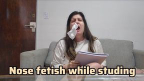 Nose Picking and Blowing While Studying Before My Oral Exam – Caught on Camera Like Voyeur, Girl Digging in Her Nose While Preparing a Lesson